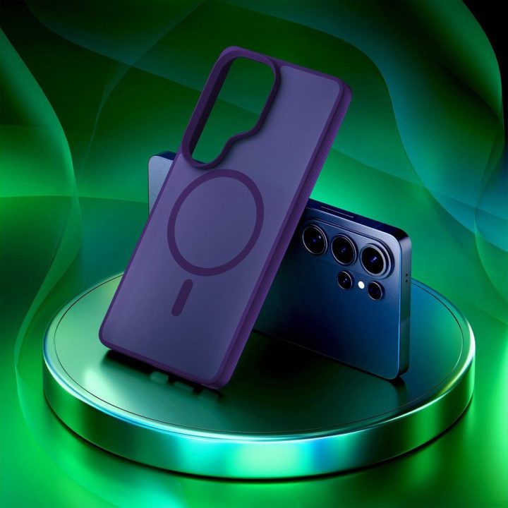Dėklas telefonui MagSafe suderinamas, violetinis polikarbonatas 3mk Smoke MagCase