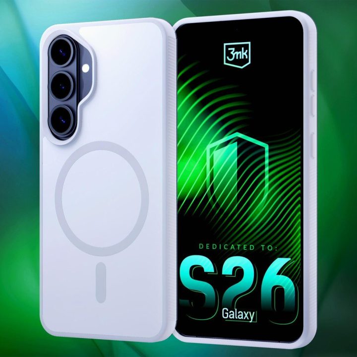Dėklas, suderinamas su Samsung Galaxy S26+, balta 3mk Smoke MagCase