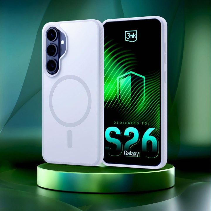 Dėklas, suderinamas su Samsung Galaxy S26+, balta 3mk Smoke MagCase