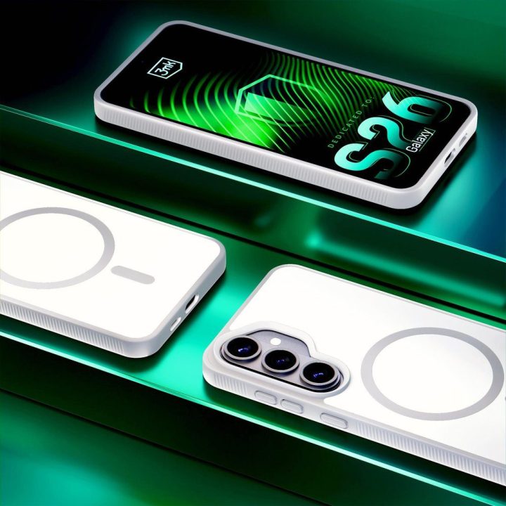 Dėklas, suderinamas su Samsung Galaxy S26+, balta 3mk Smoke MagCase