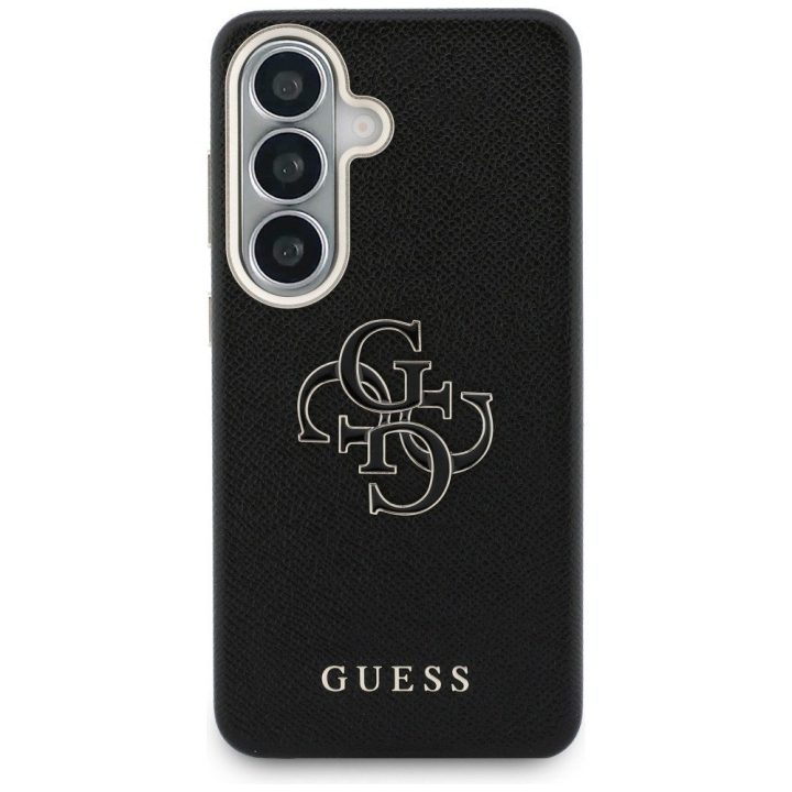 Dėklas Samsung Galaxy S26 iš dirbtinės odos, juodas Guess