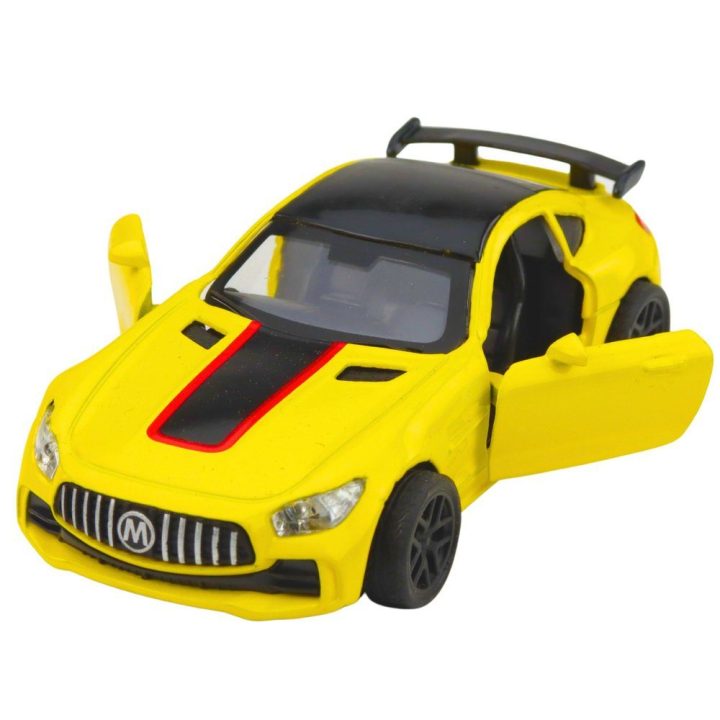 Vaikiškas metalinis sportinis žaislinis automobilis 1:32, geltonas
