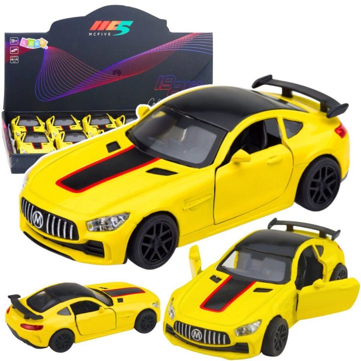 Vaikiškas metalinis sportinis žaislinis automobilis 1:32, geltonas