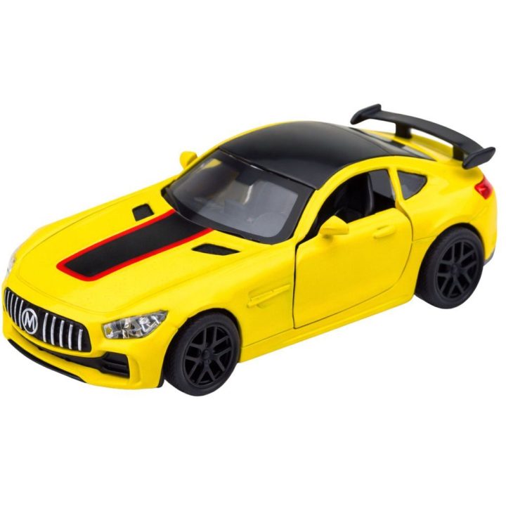 Vaikiškas metalinis sportinis žaislinis automobilis 1:32, geltonas