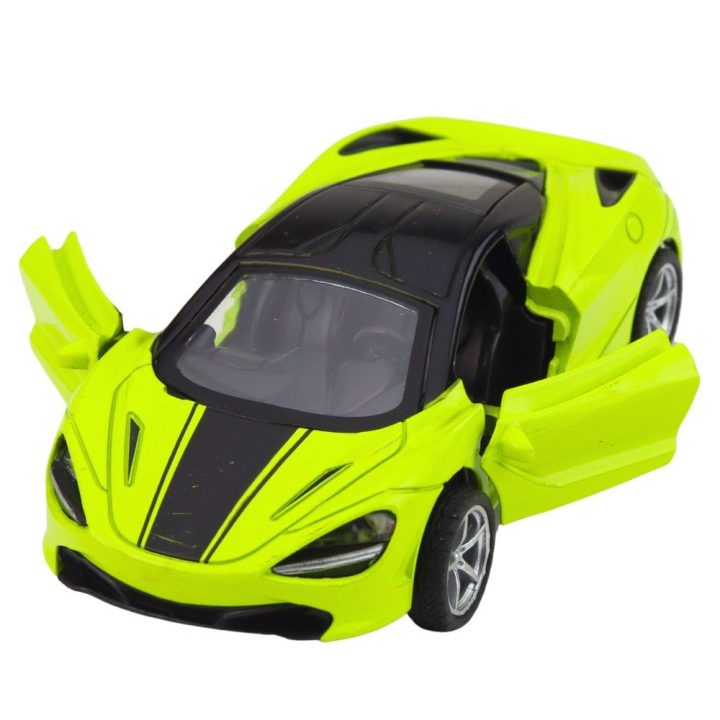 Vaikiškas metalo sportinis automobilis 1:32, žalias su šviesomis ir garsais