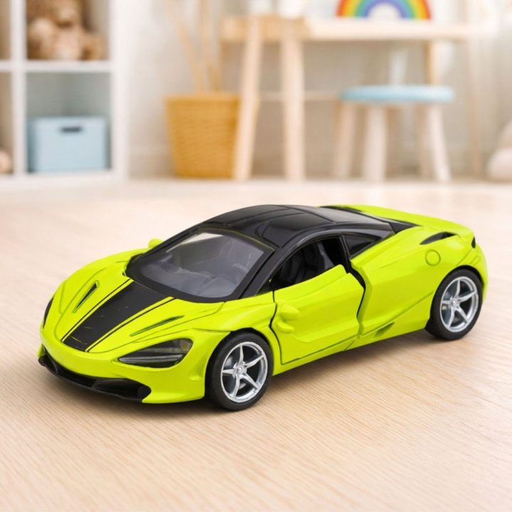 Vaikiškas metalo sportinis automobilis 1:32, žalias su šviesomis ir garsais