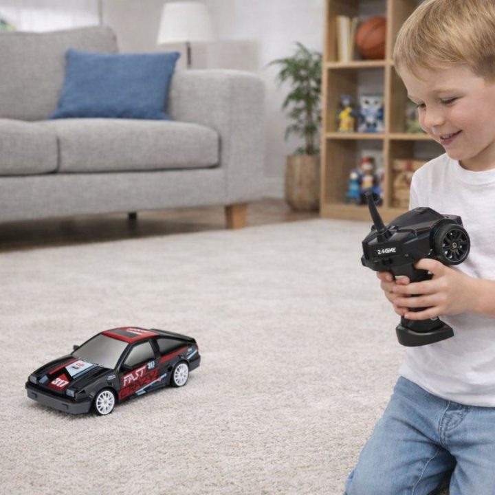 Vaikiškas nuotolinio valdymo drifto automobilis 1:24 juodas