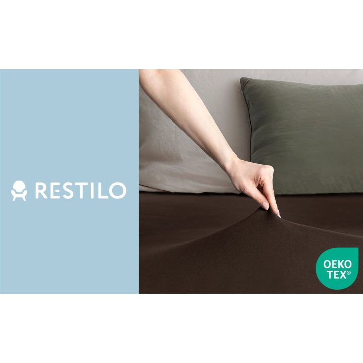 Paklodė su guma 220–240×200+30 gintarinė–šokoladinė