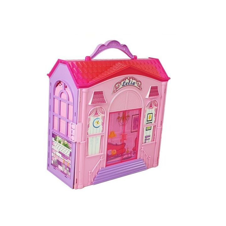 Lėlių namelis sulankstomas 88×35×16 cm su lėle 28 cm
