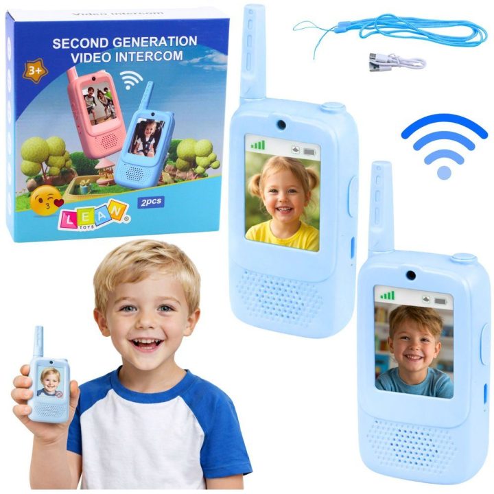 Vaikiškos racijos su kamera, mėlynos, USB‑C