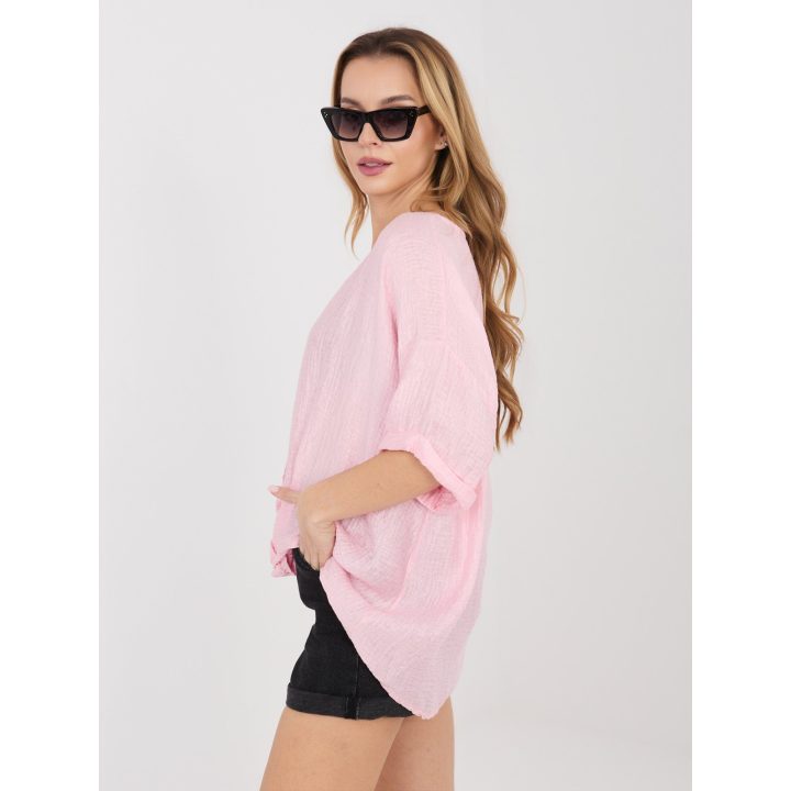 Moteriška palaidinė oversize šviesiai rožinė