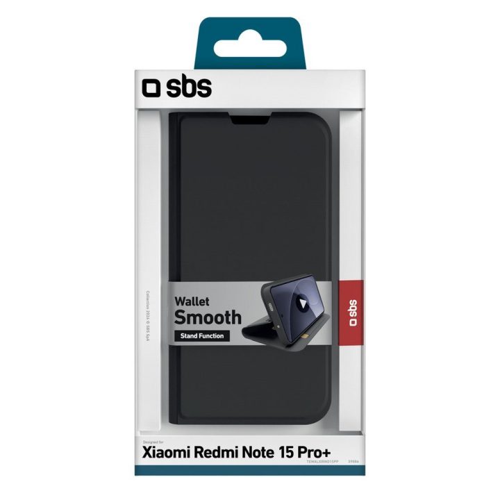 Knygutės tipo dėklas Xiaomi Redmi Note 15 Pro+ juodas SBS