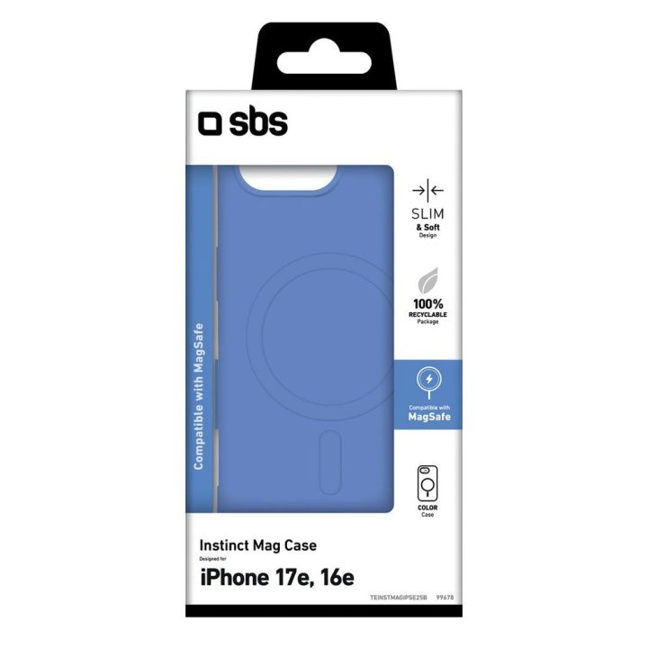 Dėklas iPhone 16e/17e MagSafe suderinamas mėlynas SBS