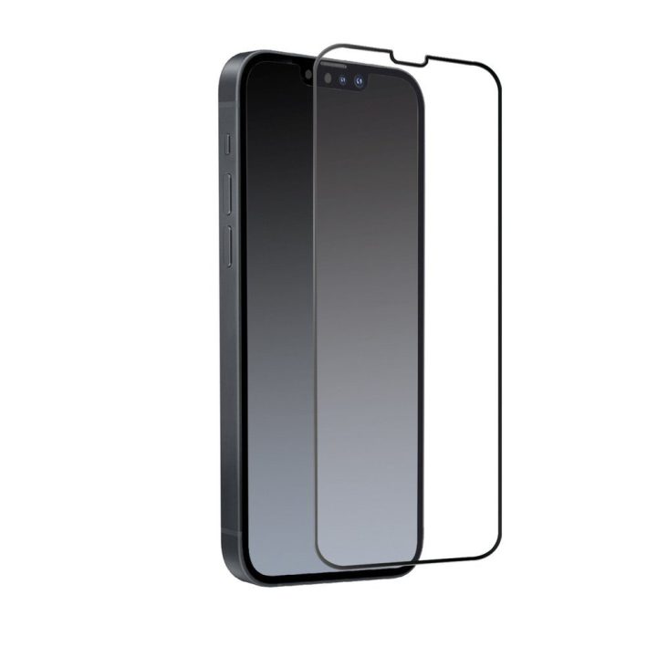 Grūdintas stiklas iPhone 13/13 Pro/14/16e/17e, juodi silikoniniai kraštai SBS