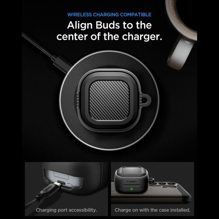 Dėklas Galaxy Buds 4/4 Pro, TPU, matinė juoda Spigen