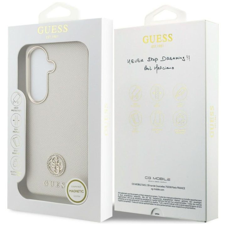Telefono dėklas MagSafe suderinamas smėlio spalvos Guess