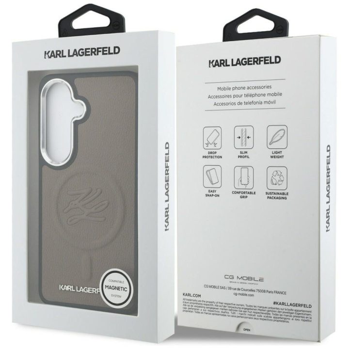 Dėklas MagSafe suderinamas Samsung Galaxy S26, rudas Karl Lagerfeld