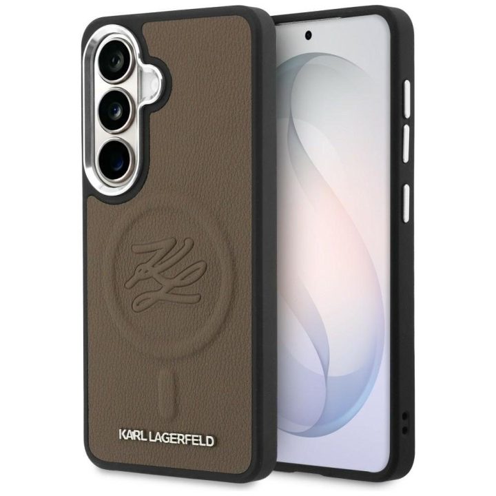 Dėklas MagSafe suderinamas Samsung Galaxy S26, rudas Karl Lagerfeld
