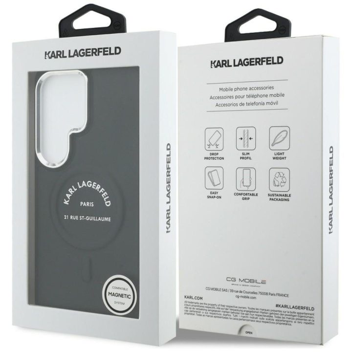 Dėklas Samsung Galaxy S26 Ultra iš dirbtinės odos juodas Karl Lagerfeld