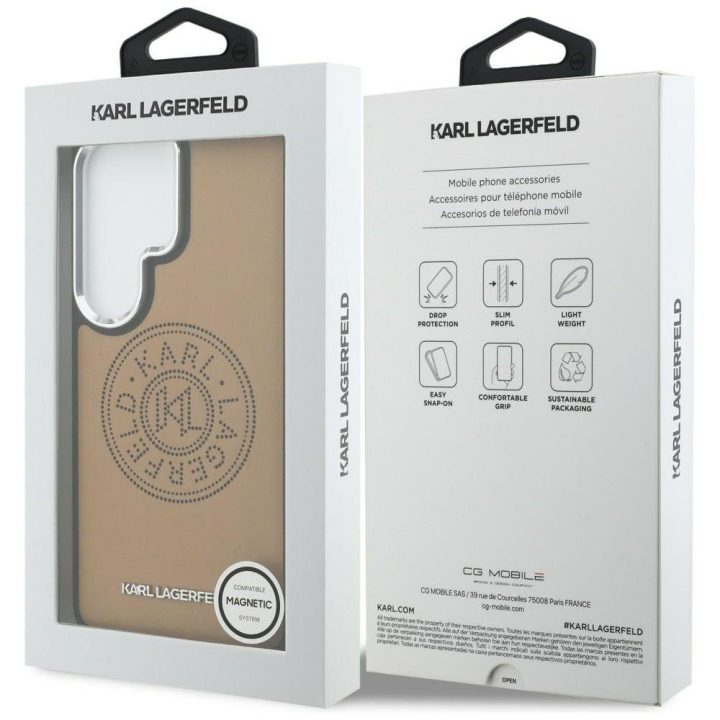 Dėklas Samsung Galaxy S26 Ultra iš dirbtinės odos, rudas Karl Lagerfeld