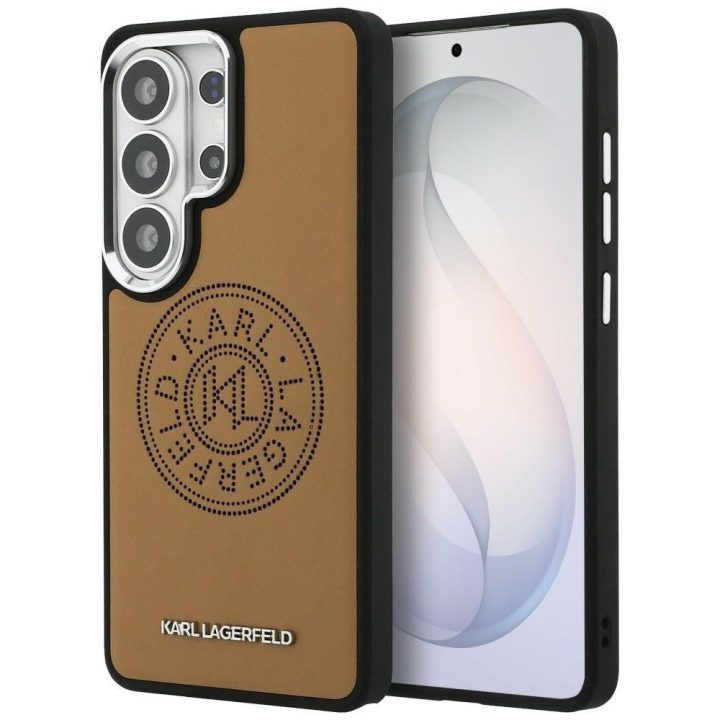 Dėklas Samsung Galaxy S26 Ultra iš dirbtinės odos, rudas Karl Lagerfeld