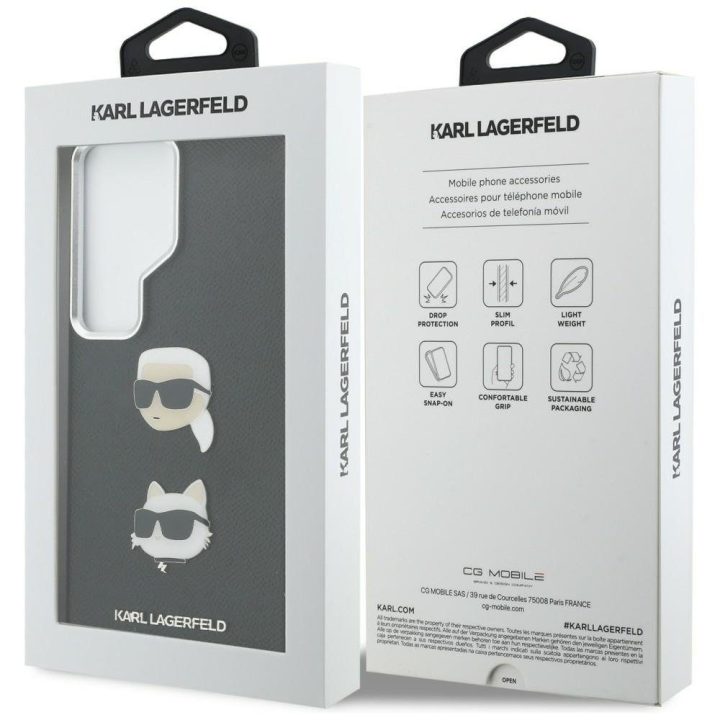 Dėklas Samsung Galaxy S26 Ultra juodas iš dirbtinės odos Karl Lagerfeld