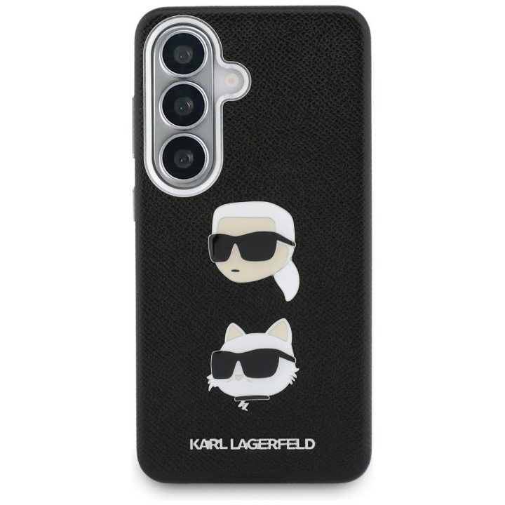 Dėklas Samsung Galaxy S26+ juodas Saffiano Double Heads Metal Karl Lagerfeld
