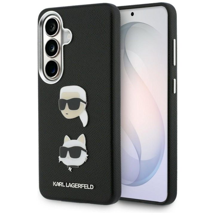 Dėklas Samsung Galaxy S26+ juodas Saffiano Double Heads Metal Karl Lagerfeld
