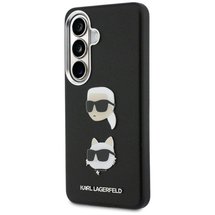 Dėklas Samsung Galaxy S26+ juodas Saffiano Double Heads Metal Karl Lagerfeld