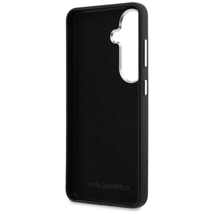 Dėklas Samsung Galaxy S26+ juodas Saffiano Double Heads Metal Karl Lagerfeld