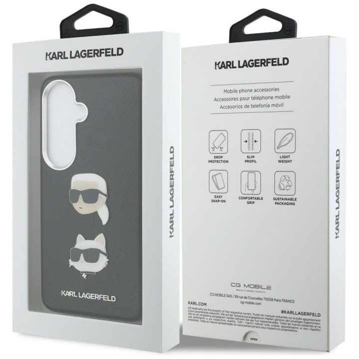 Dėklas Samsung Galaxy S26+ juodas Saffiano Double Heads Metal Karl Lagerfeld