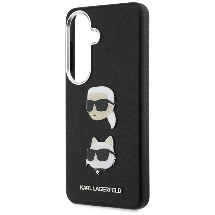 Dėklas Samsung Galaxy S26+ juodas Saffiano Double Heads Metal Karl Lagerfeld