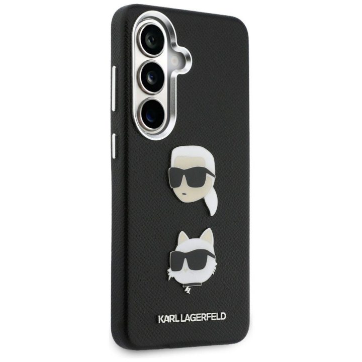 Dėklas Samsung Galaxy S26+ juodas Saffiano Double Heads Metal Karl Lagerfeld