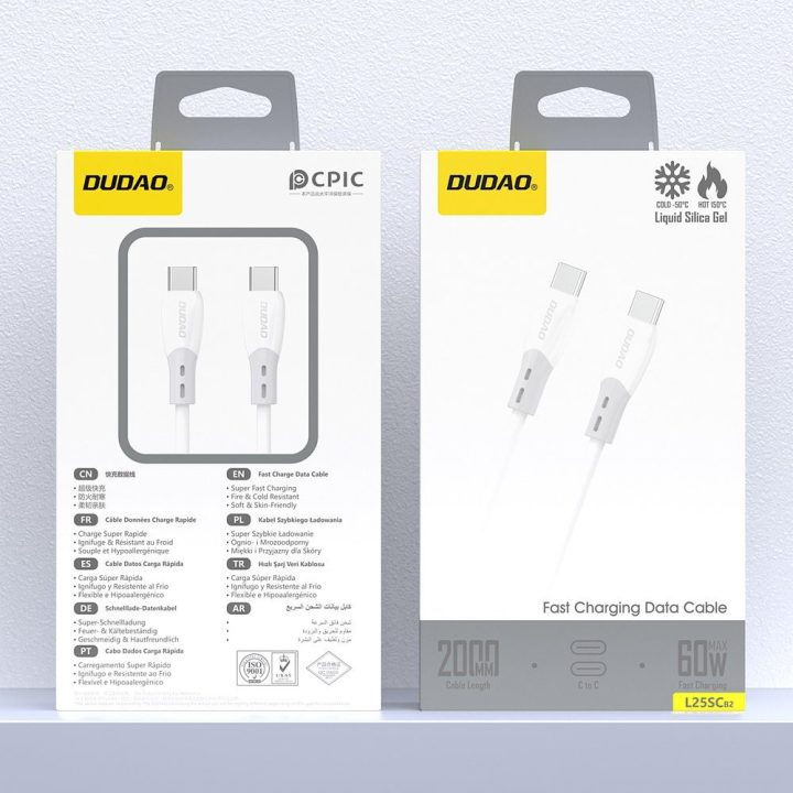 Kabelis USB‑C–USB‑C 60W Dudao