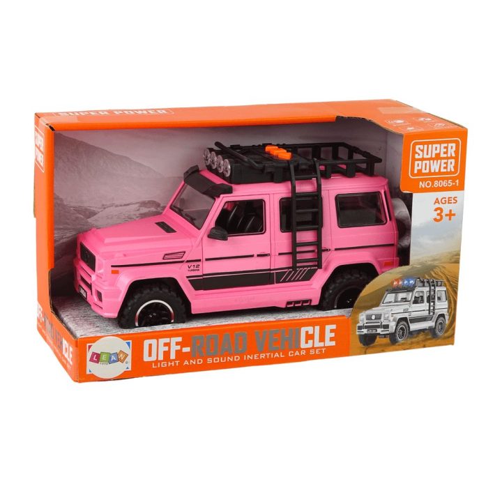 Vaikiškas automobilis 25×14×11 cm rožinis su garso ir šviesos efektais