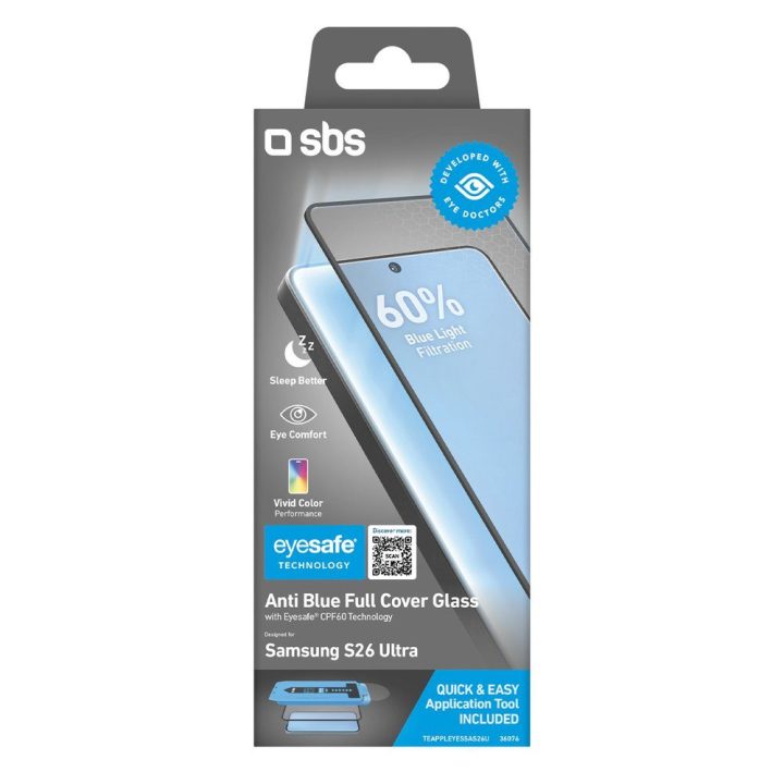 Grūdintas stiklas Samsung Galaxy S26 Ultra filtruoja 60% mėlynos SBS