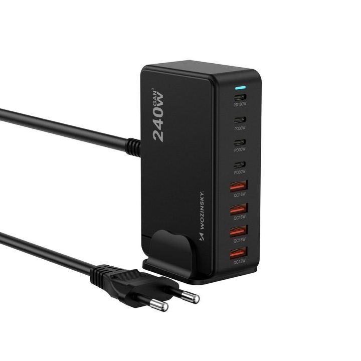 Įkrovimo stotis 240W GaN, USB-C PD 100W Wozinsky