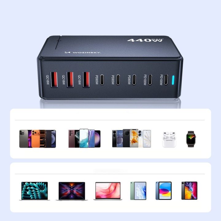 Įkroviklis QC3 440W juodas Wozinsky