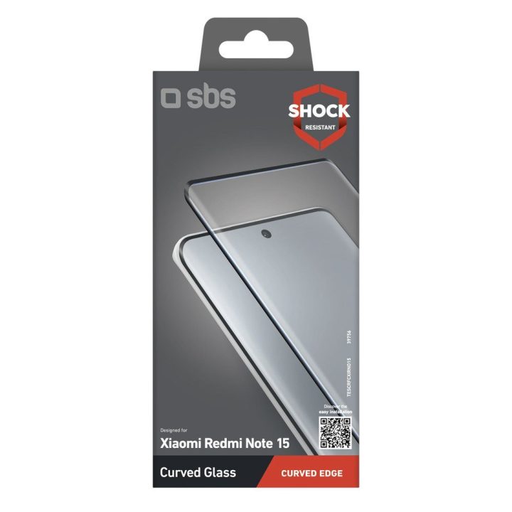Grūdintas stiklas Xiaomi Redmi Note 15 su juodomis kraštinėmis SBS