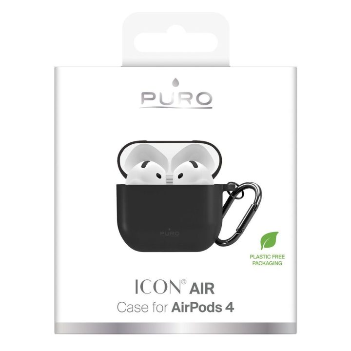 Dėklas AirPods 4 silikoninis juodas Puro