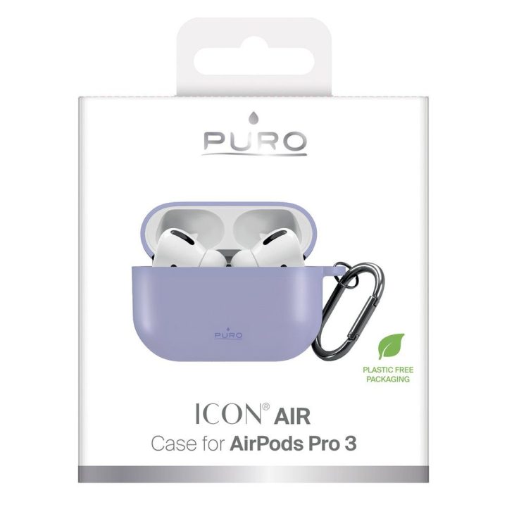 Dėklas AirPods Pro 3 su karabinu violetinis Puro