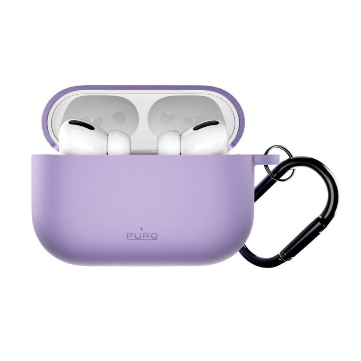 Dėklas AirPods Pro 3 su karabinu violetinis Puro