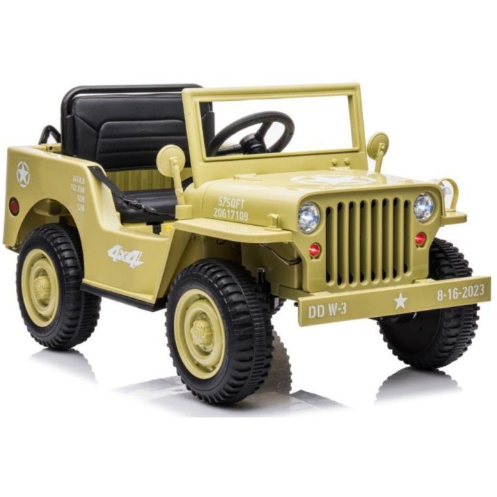 Vaikiškas elektrinis automobilis 4x4 chaki spalvos