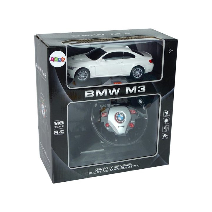 Vaikiškas nuotolinis automobilis baltas su vairo pultu BMW