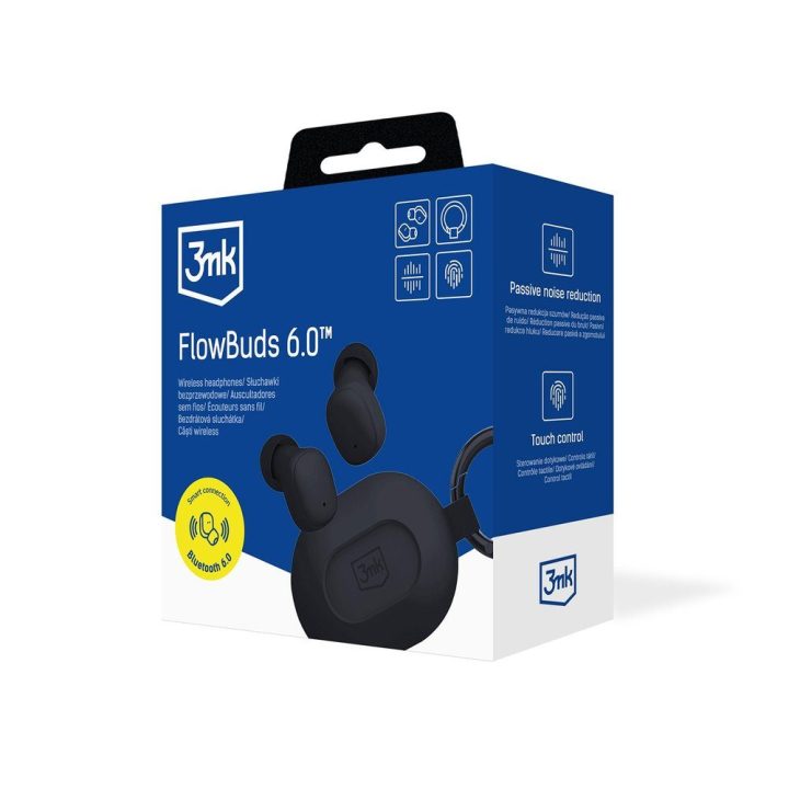 Ausinės belaidės su Bluetooth 6.0 ir klipu 3mk FlowBuds