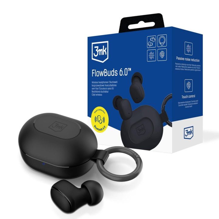 Ausinės belaidės su Bluetooth 6.0 ir klipu 3mk FlowBuds
