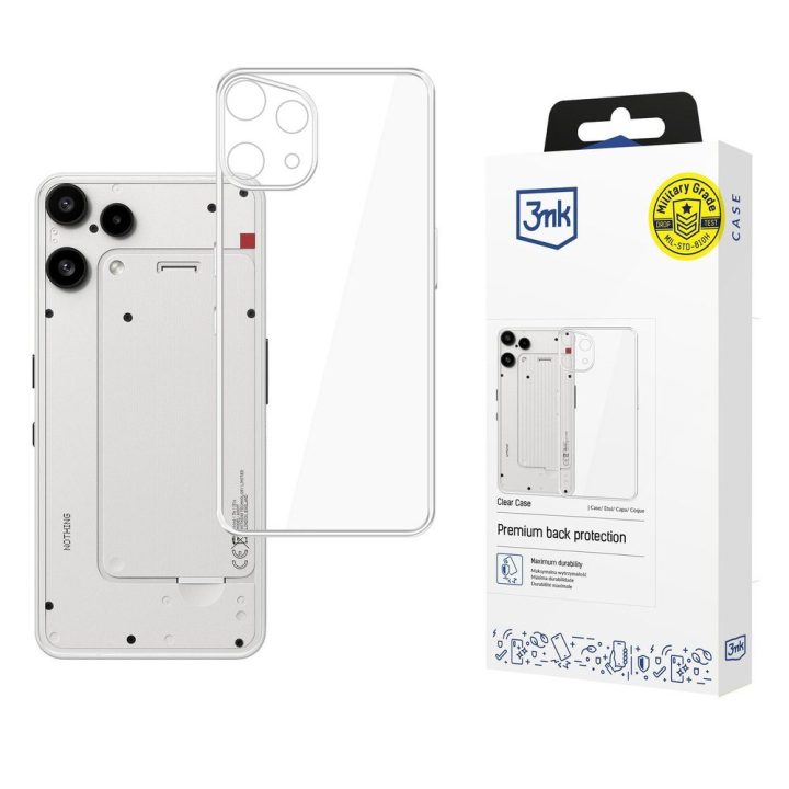 Telefono dėklas Nothing Phone (3a) Lite permatomas, smūgiams atsparus 3mk