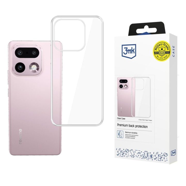 Dėklas telefonui Realme 16 Pro+ su pakeltomis kraštelėmis skaidrus 3mk