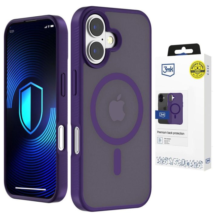 Dėklas MagSafe pusiau permatomas violetinis 3mk