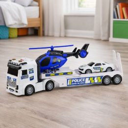 Vaikiškas policijos rinkinys su vilkiku ir sraigtasparniu